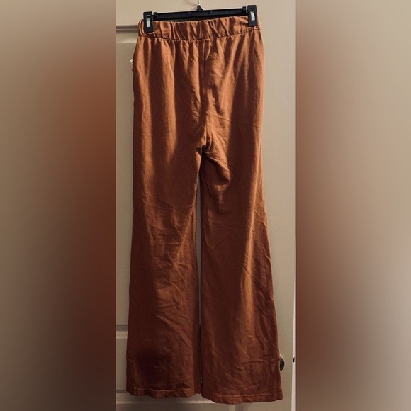 Talentless French Terry Lounge Pants Brown Pull-on Relaxed Wide Flare Boot Leg - Picture 5 of 8